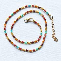 Ketting Miyuki kralen verschillende herfstkleuren, 44cm
