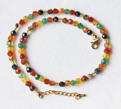 Ketting facetgeslepen 6mm kleurige agaatkralen