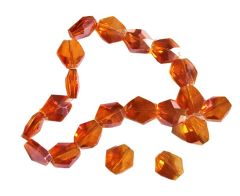 Zakje met 5 stuks hexagon kralen vlammend oranje
