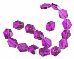 Zakje met 5 stuks hexagon kralen transparant fuchsia