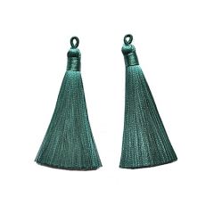 Kwastje turkoois groen, 8cm. Per stuk. Nieuwe kleuren, voor mala's en kettingen.