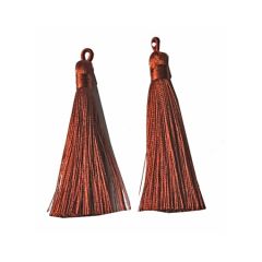 Kwastje bruin, 8cm. Per stuk. Nieuwe kleuren, voor mala's en kettingen.