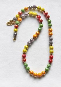 Ketting 10mm herfstkleur kralen, 50cm.