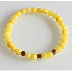Armband gele jade met bronskleurige kubusjes