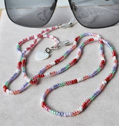 (Zonne)bril ketting of koord 3mm Miyuki kraaltjes, pastelkleuren 