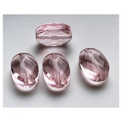 Glaskraal facetgeslepen ovaal vintage roze 14x10x4mm