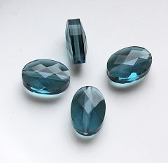 Facetgeslepen glaskraal 14x10x4mm, transparant donker blauw