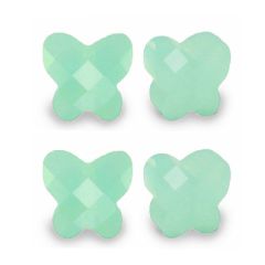 Glaskraal facetgeslepen vlinder jade groen 10x4mm