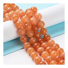 Snoer jade kralen zacht koraal oranje 6mm, 50 stuks