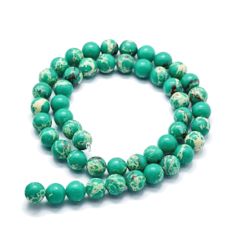 Klein snoer 6mm Jaspis zeesediment turkoois groen, 30 stuks.