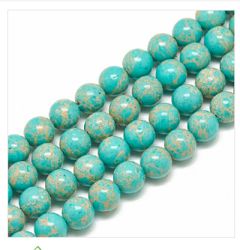 Klein snoer Jaspis zee sediment licht turkoois groen 8mm