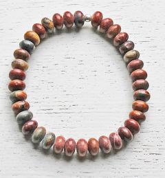 Armband Jaspis rondellen 8x4mm bruin-rood, 19-20cm.