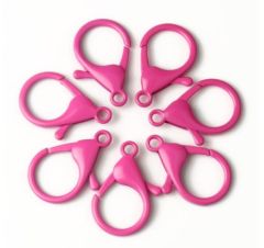 Karabijn slot Fuchsia roze 35x21mm, per stuk.