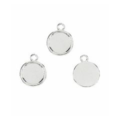 Kastje in nikkelkleur met tray voor 14mm cabochon.  Per stuk.