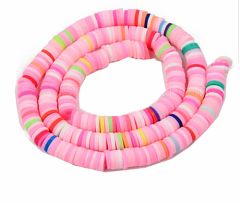 Snoer Katsuki of polymeer klei kralen roze multi 6mm.