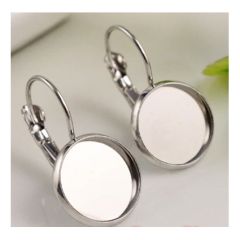 sluitbare oorbellen zilverkleurig voor 12mm cabochon, set