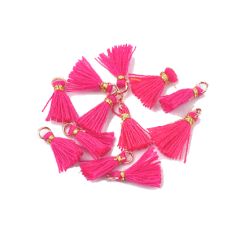 Kwastje of tassel fuchsia kleur 10x15mm. Per stuk.