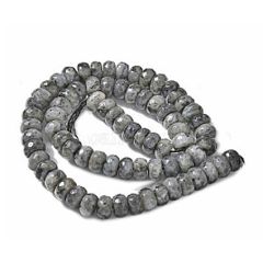 Kraal Labradoriet rondel facetgeslepen donkergrijs 8x5mm, per 15 stuks.