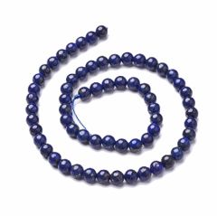Half snoer Lapis Lazuli kralen 6mm. Gemiddeld 30 kralen.