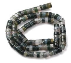Zakje Mos Agaat heishi disc kralen 6x3.5mm, 30 stuks