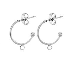 Oorbellen Creolen zilverkleur roestvrij staal 15mm, per set, met oogje