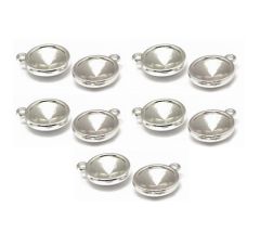 Kastje DQ voor Rivoli puntsteen cabochon 12mm, metaal kleur