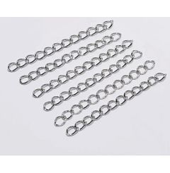 Verlengketting rhodium kleur 50mm. Per 2 stuks.