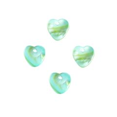 Hanger schelp hartje licht turkoois 8x8mm. Per 4 stuks.