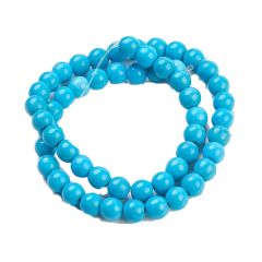 Snoer blauwe turkooiskleur kralen 8mm