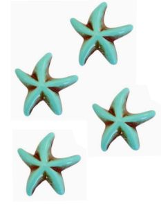 Kraal zeester blauw turkoois, 15mm, per 4 stuks.