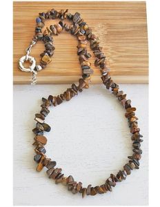 Ketting bruine Tijgeroog splitkralen, 52cm.