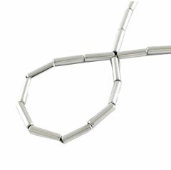 Snoer Hematiet tube 8x2mm, platina plated