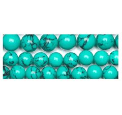 Klein snoer groene 6mm howliet turkoois kralen met zwarte aders, 29-31 stuks