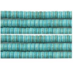 Snoer of zakje Howliet turkooiskleur groenig-blauw  6x3mm heishi, per 50 stuks