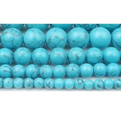 Snoer howliet blauwe turkooiskleur kralen 6mm
