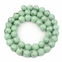 Klein snoer zacht groene 8mm howliet kralen, gemiddeld 24 kralenj