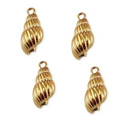 Schelphanger verguld, ongeveer 18-22x8-11mm. Per stuk.