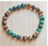 Armband groene en bruine tijgeroog kralen, 20cm
