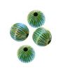Acryl geribbelde kraal zacht groen met AB, 14mm. Per 5 stuks