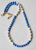 Ketting blauwe 4mm Miyuki kralen en imitatie pareltjes, 44cm.