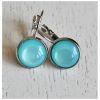 Oorbellen rond aquakleurig 12mm, sluitbare oorringen