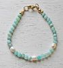 Armband 4,5mm Amazoniet kraaltjes met cultive pareltjes