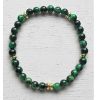 Armband 6mm groene tijgeroog kralen met goudplated hematiet, 20cm.