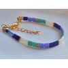Armband Miyuki tila, blauw, wit en turkoois met 24k goldplated kraaltjes