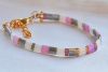 Armband Miyuki Tila kralen zacht grijs, lila en wit met verlengsnoertje