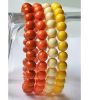 Armbanden set donker- en licht oranje, pastel geel en gele kralen, 8mm