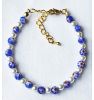Armband blauw-rode lampwork kralen met acryl pareltjes