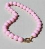 Ketting DQ poeder roze 14mm kralen, kapittel sluiting