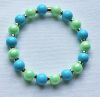 Armband 8mm acryl kralen, blauw en groen, 20cm