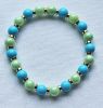 Armband 6mm acryl kralen blauw en groen, 18cm